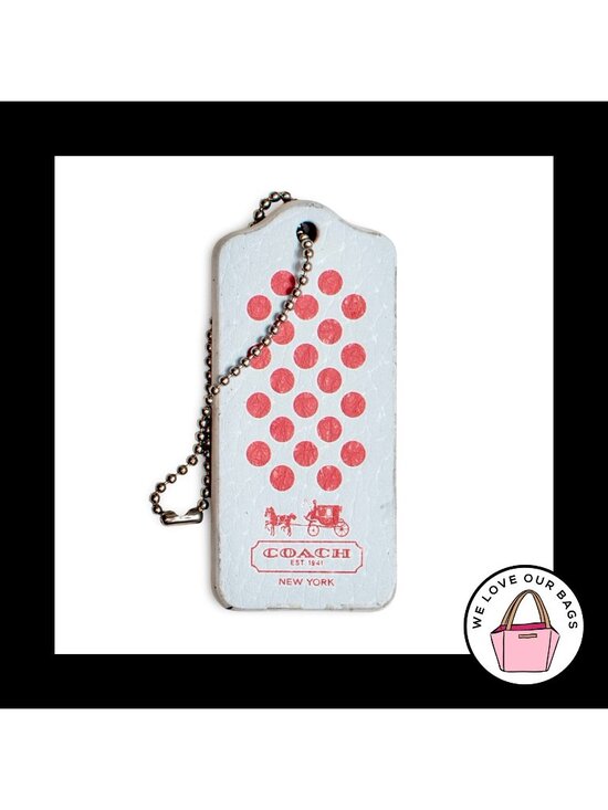 Coach Accessories - RARE NEW COACH MAGNET Red Polka Dot Leather Key Fob Bag Charm Keychain Hang Tag